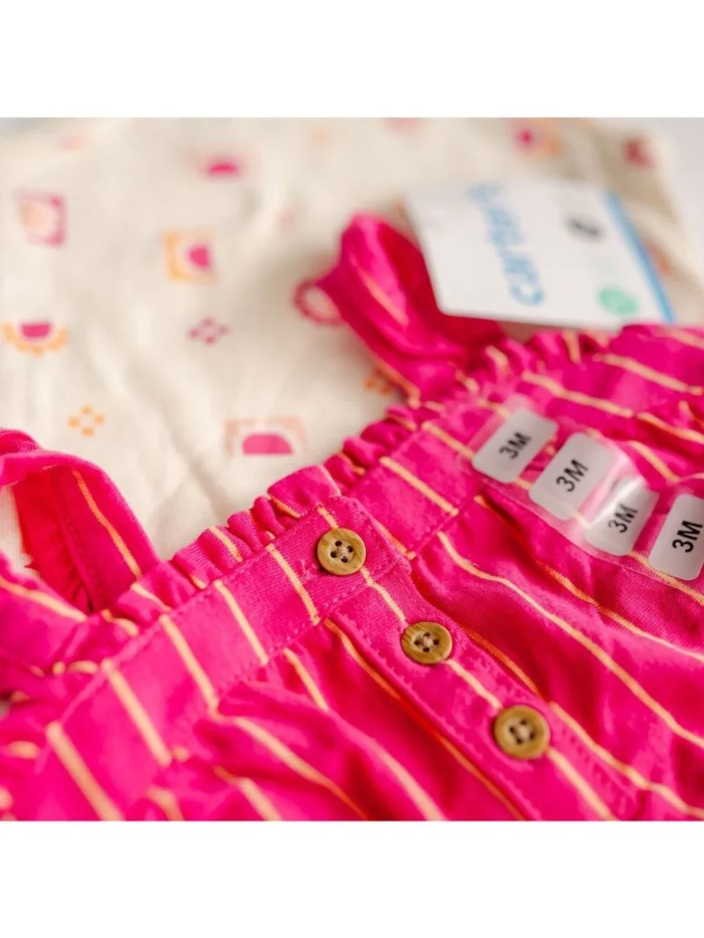 Carter’s Baby Girl 3M Pink Striped Dress & Chambray Bloomers Set NWT